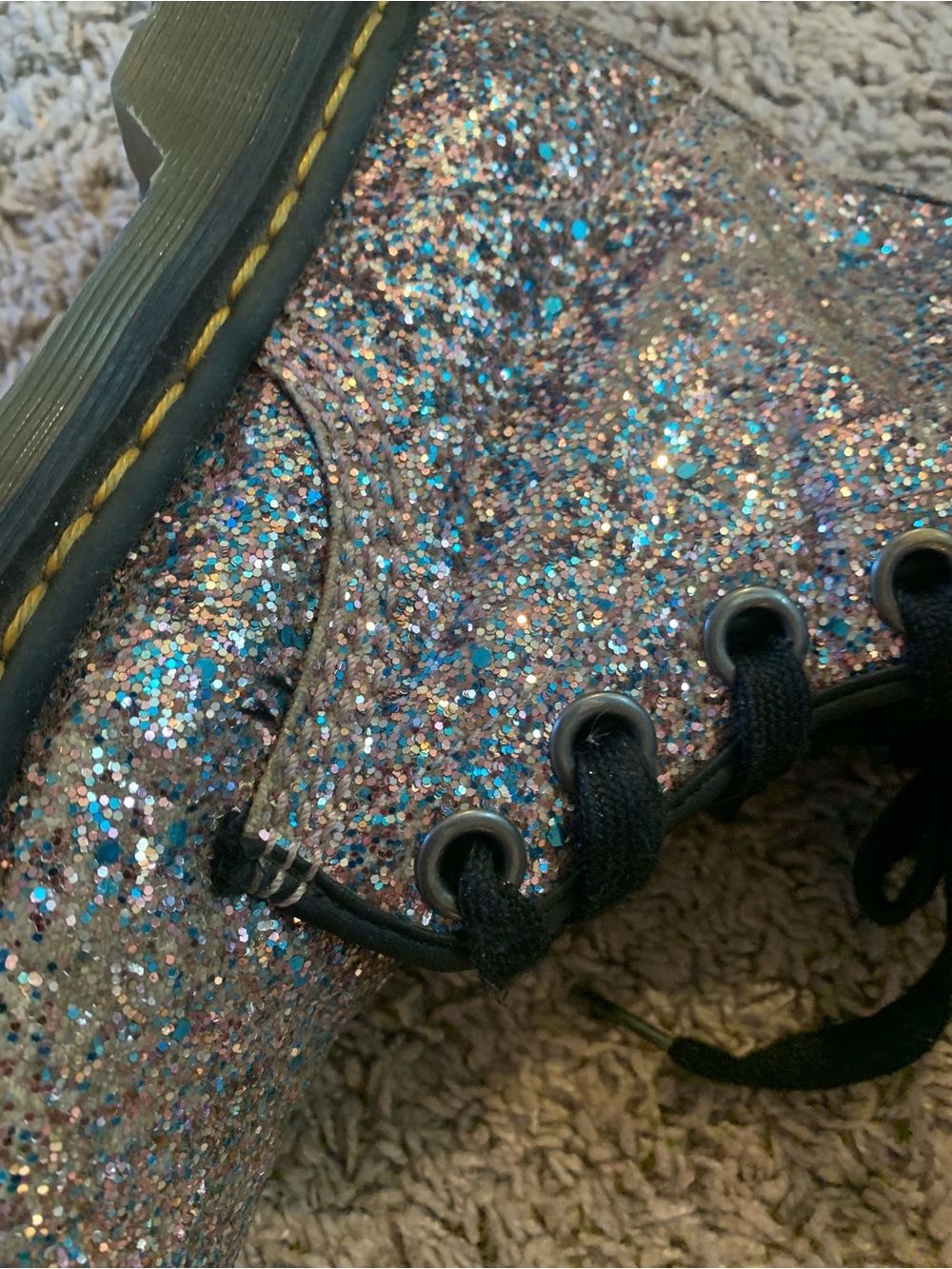 Dr. Martens 1460 Farrah Multi-Blue Glitter Lace-Up Ankle Boots - Picture 10 of 16